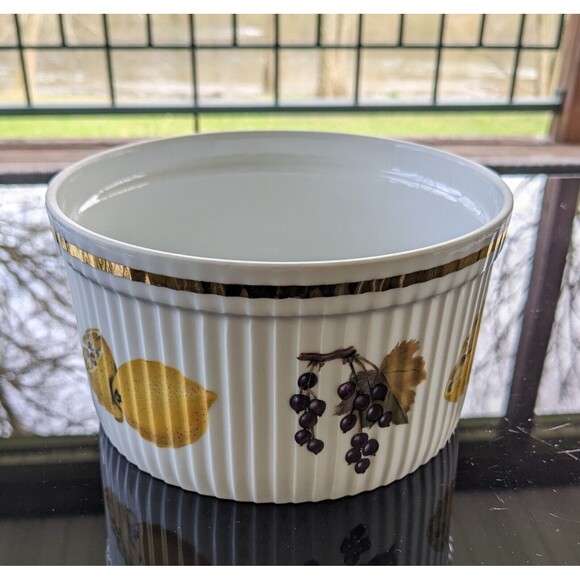 Vtg Royal Worcester Evesham 6" Gold Souffle Casserole Dish Shape 46 #2 Lemon - Picture 1 of 13